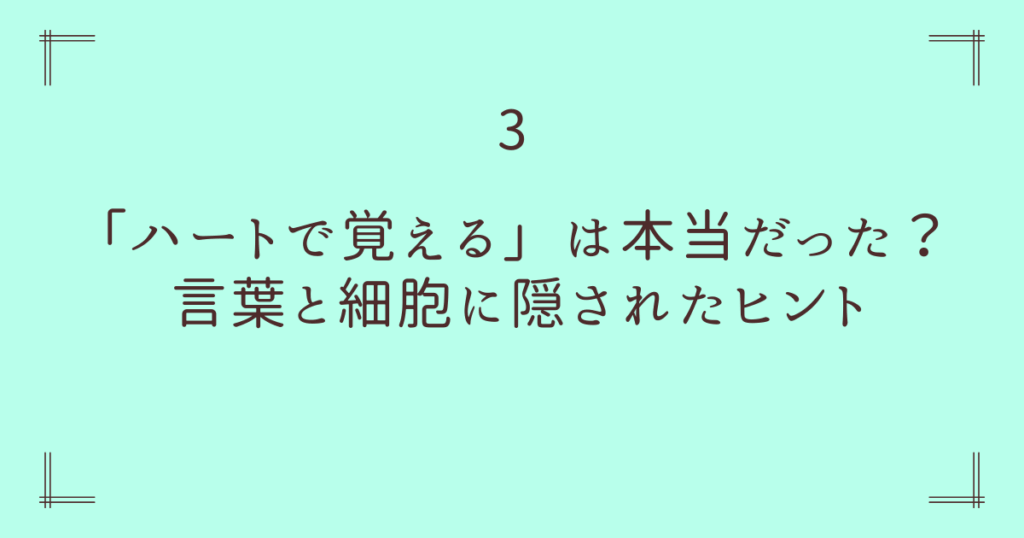 3. 「ハートで覚える」は本当だった？ 言葉と細胞に隠されたヒント