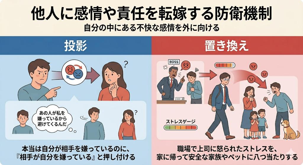 投影・置き換え｜他人に感情や責任を転嫁する防衛機制