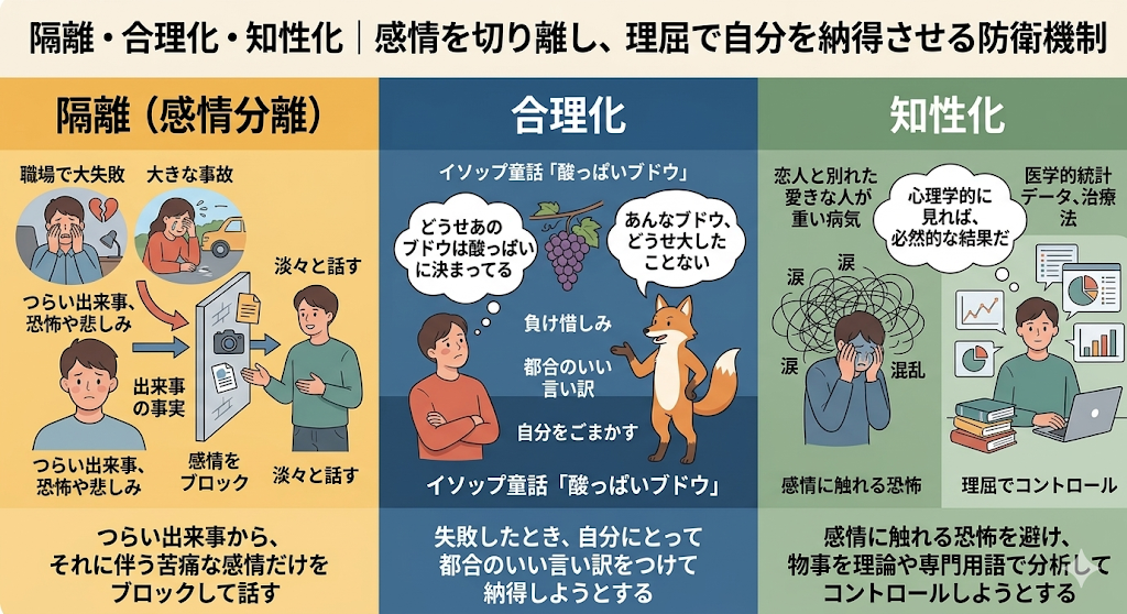 隔離・合理化・知性化｜感情を切り離し、理屈で自分を納得させる防衛機制