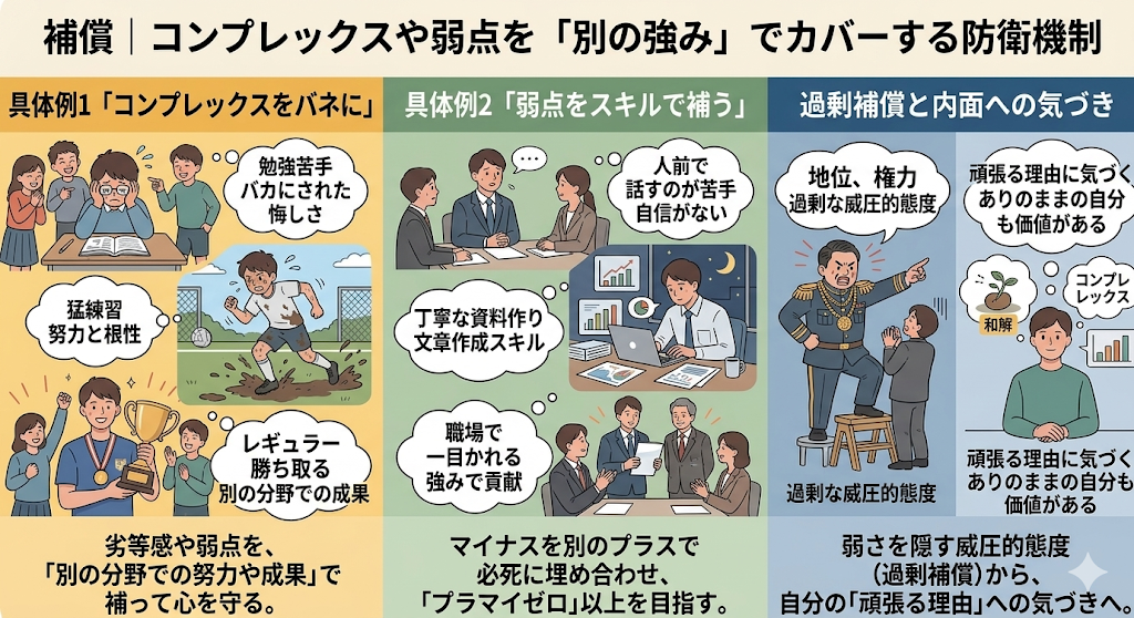 補償｜コンプレックスや弱点を「別の強み」でカバーする防衛機制