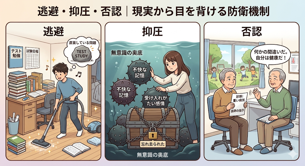 逃避・抑圧・否認｜現実から目を背ける防衛機制