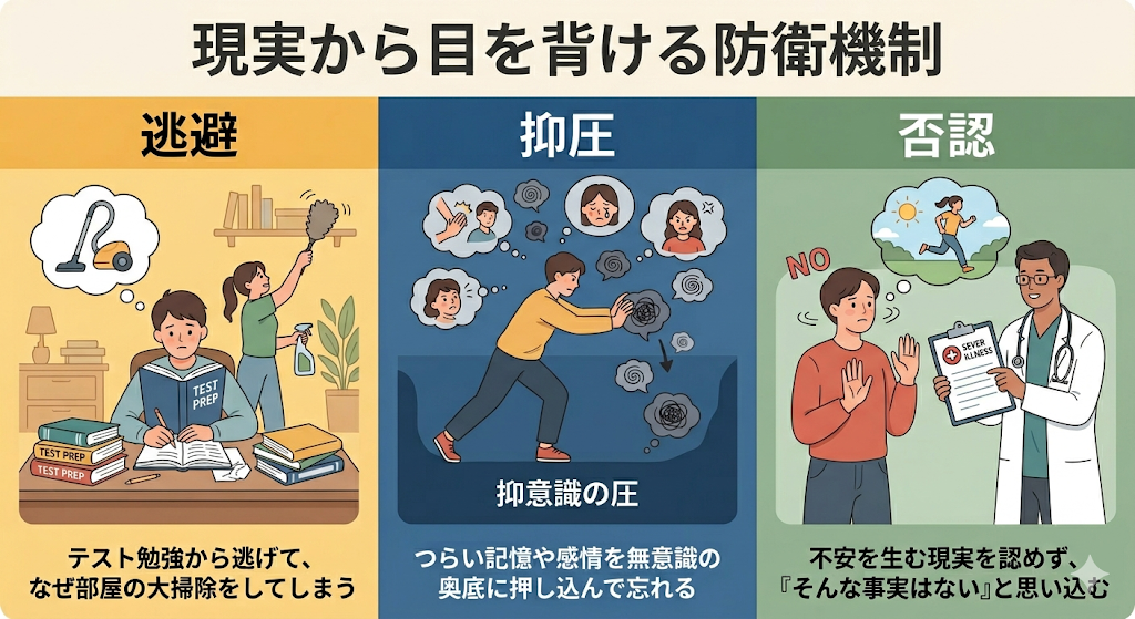 逃避・抑圧・否認｜現実から目を背ける防衛機制
